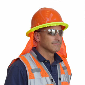 NECK SHADE, ORANGE MESH, LIME ELASTIC HELMET BAND, LIME/SILVER TWO-TONE TAPE