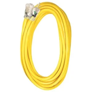 100 Ft. 12/3 SJTW Yellow Extension Cords with Lighted End,